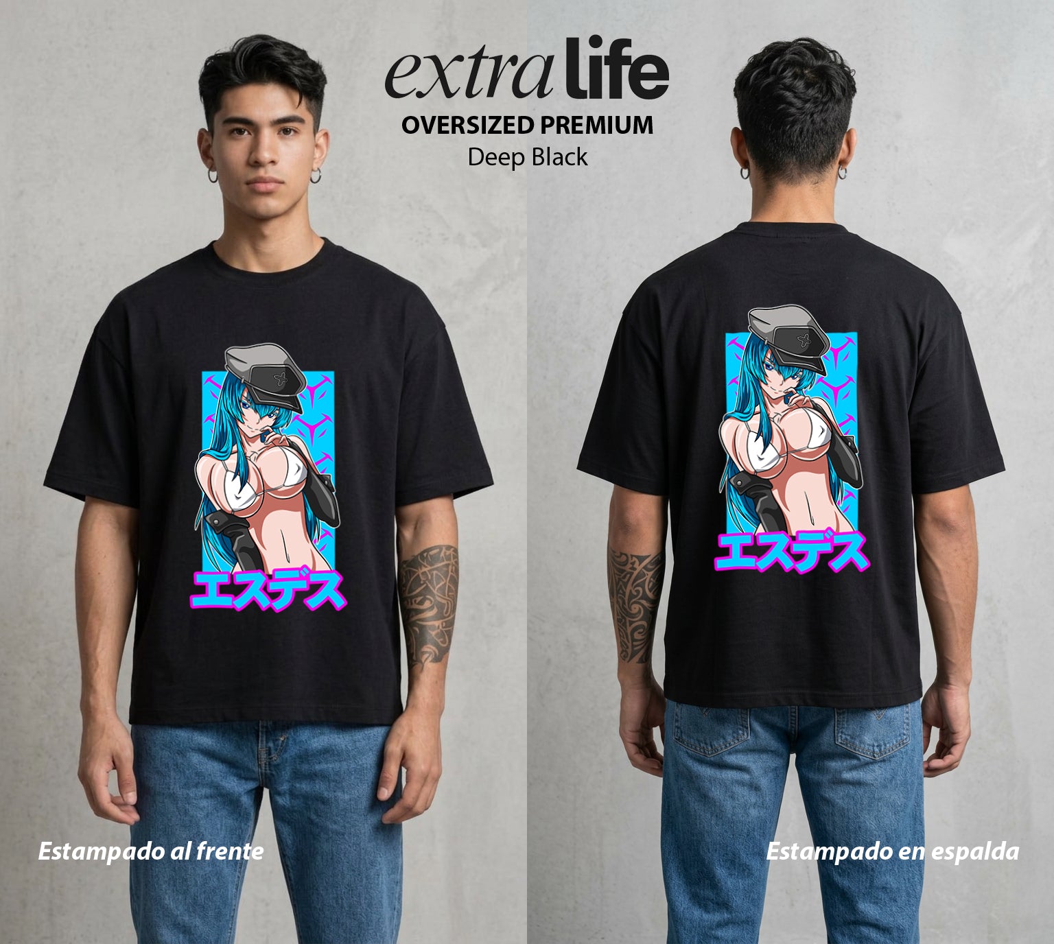 La Hoja de la Noche | La Emperatriz del Hielo #00006 - Playera Oversized Premium | Deep Black - Foto en modelo