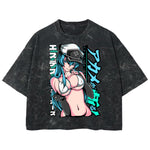 Playera streetwear premium de anime y gaming ExtraLife MX, corte boxy deluxe mineral wash heavyweight en color Acid Wash, moda urbana mexicana de culto.
