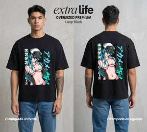 La Hoja de la Noche | El Frio del Imperio #00007 - Playera Oversized Premium | Deep Black - Foto en modelo