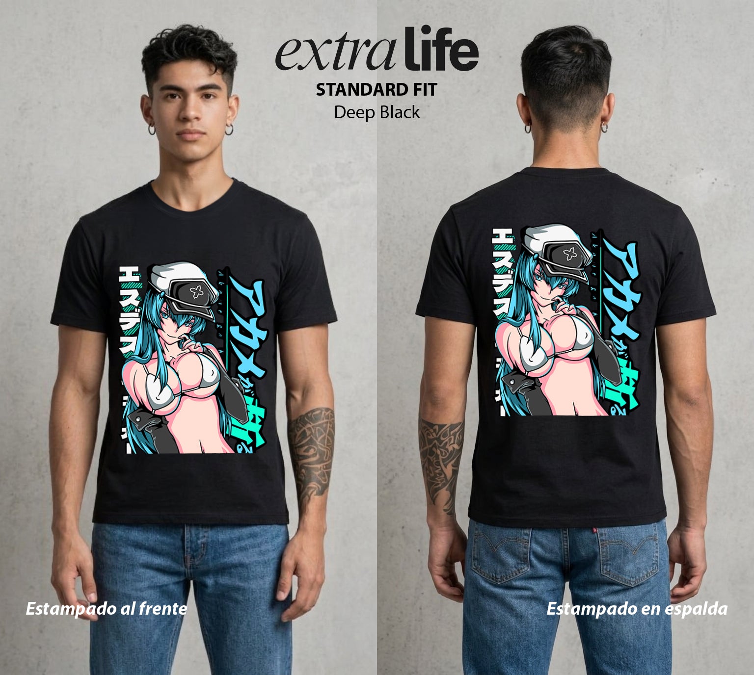 La Hoja de la Noche | El Frio del Imperio #00007 - Playera Standard Fit | Deep Black - Foto en modelo