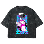Playera streetwear premium de anime y gaming ExtraLife MX, corte boxy deluxe mineral wash heavyweight en color Acid Wash, moda urbana mexicana de culto.