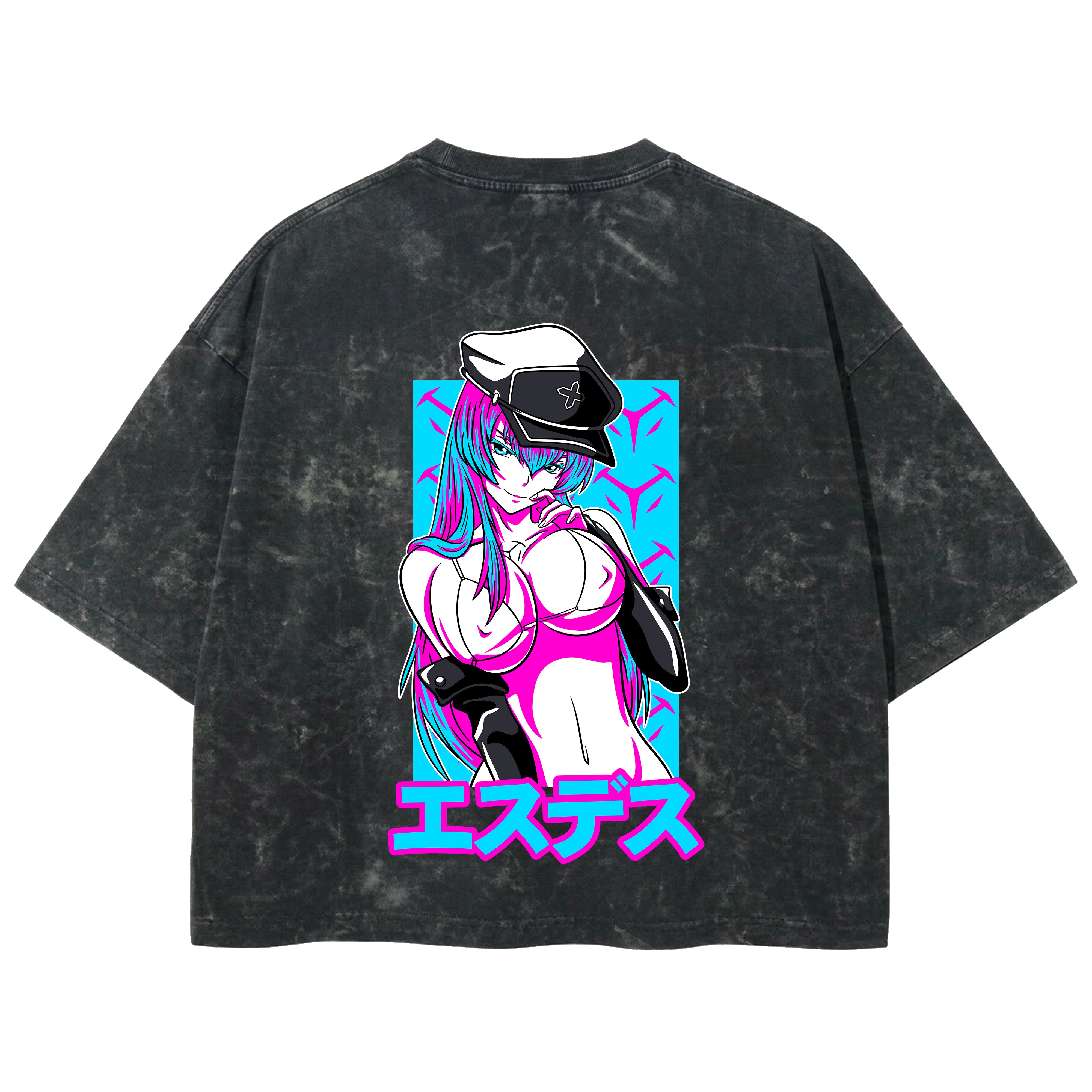 Playera streetwear premium de anime y gaming ExtraLife MX, corte boxy deluxe mineral wash heavyweight en color Acid Wash, moda urbana mexicana de culto.