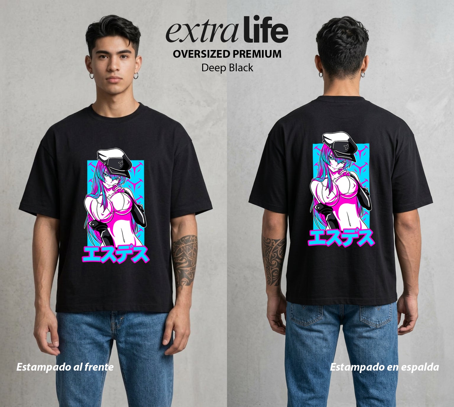 La Hoja de la Noche | La Emperatriz del Hielo #00008 - Playera Oversized Premium | Deep Black - Foto en modelo