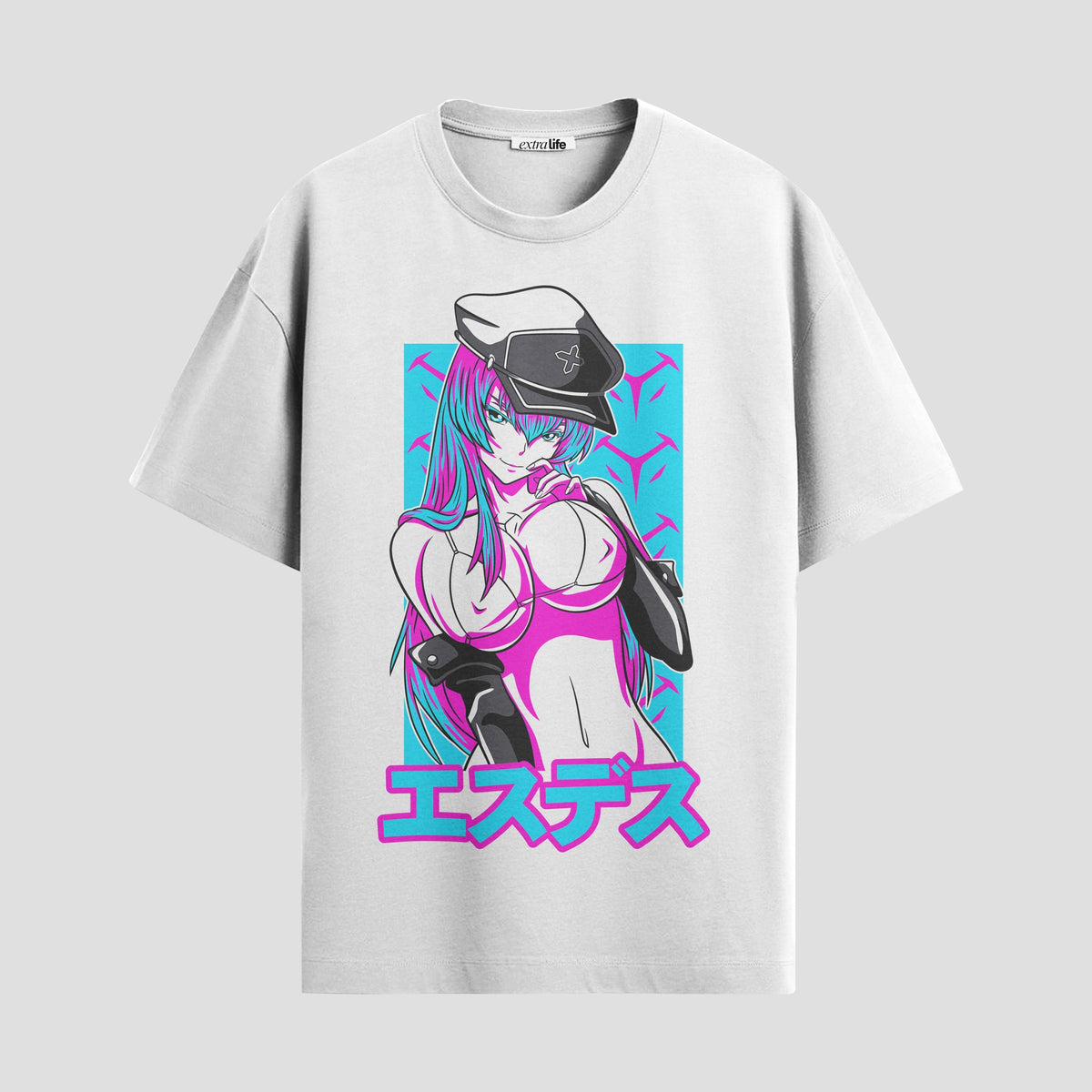 Playera urbana de anime y gaming ExtraLife MX, corte Classic Premium unisex ligero y transpirable en color Deep Black y Pure White, ropa de uso diario para gym y casual.