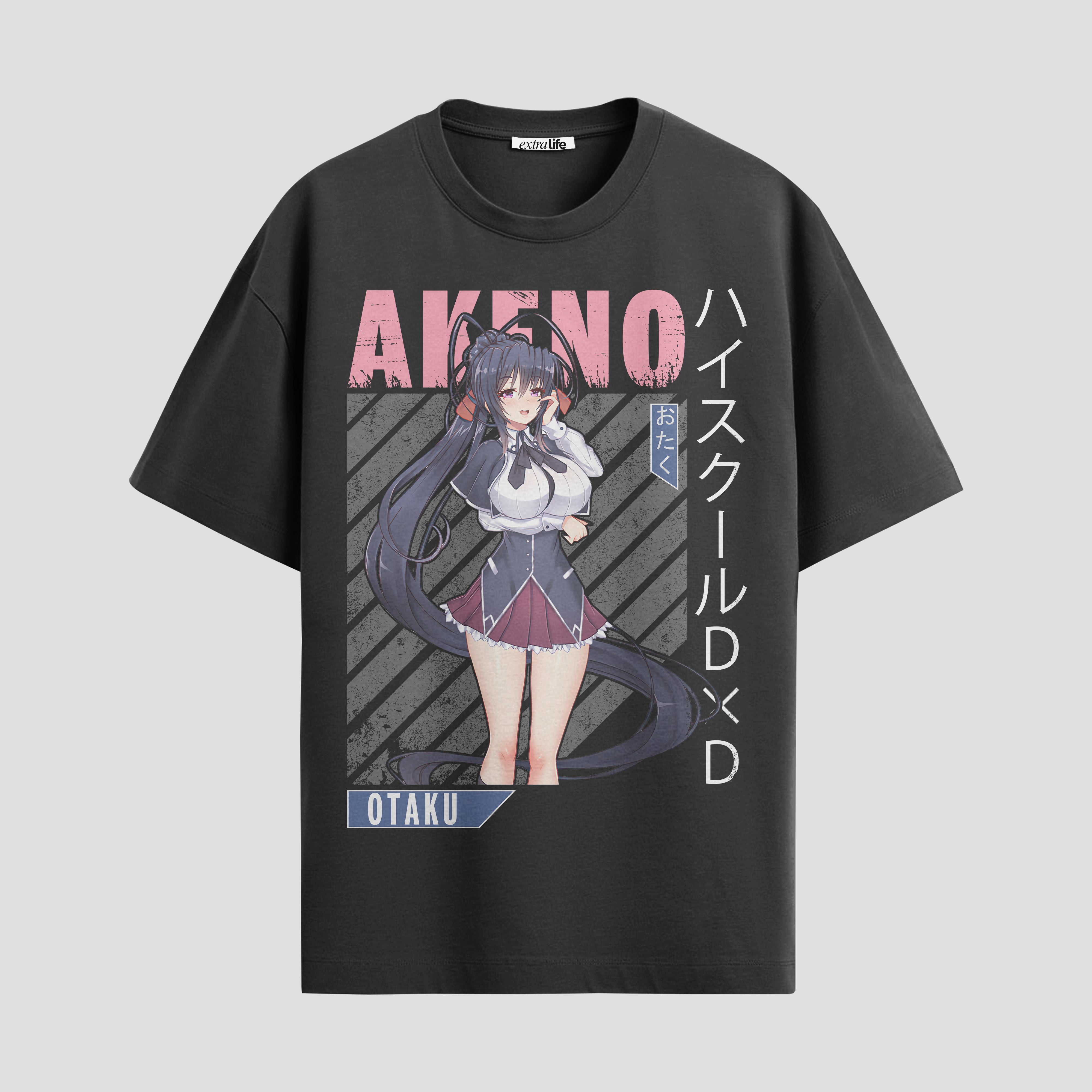 Playera urbana de anime y gaming ExtraLife MX, corte Standard Fit unisex ligero y transpirable en color Deep Black y Pure White, ropa de uso diario para gym y casual.