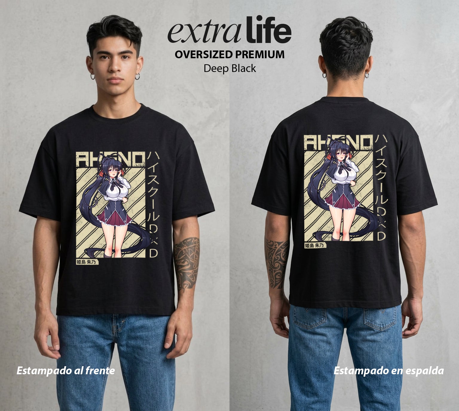 El Club del Diablo | La Demonia del Bien #00013 - Playera Oversized Premium | Deep Black - Foto en modelo