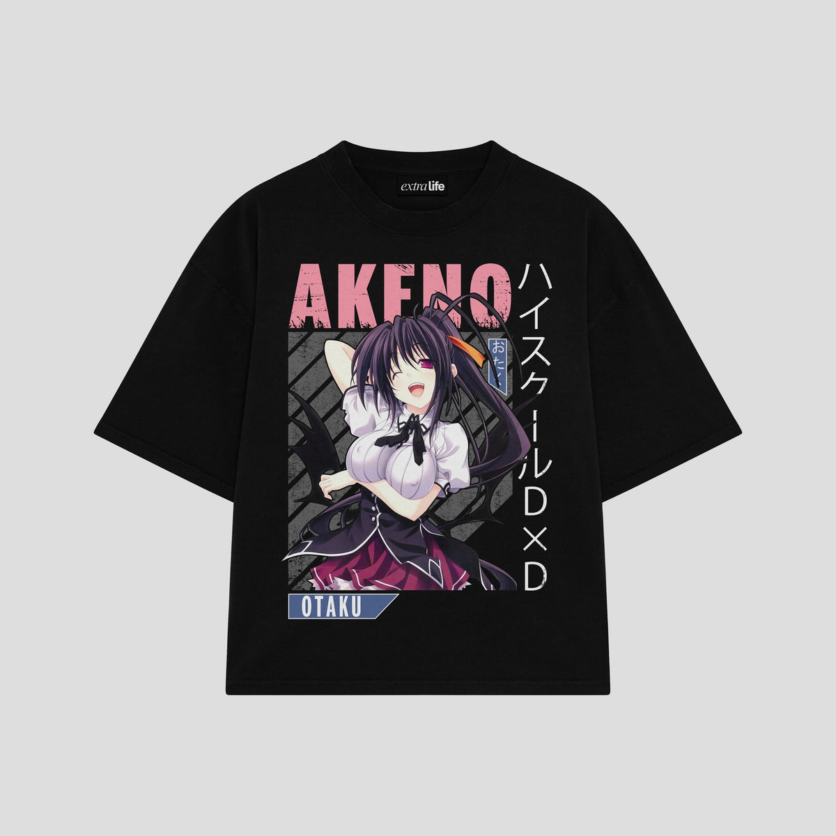 Playera streetwear premium de anime y gaming ExtraLife MX, corte oversized drop shoulder ligero y fresco en color Deep Black y Off-White, moda urbana mexicana de culto.