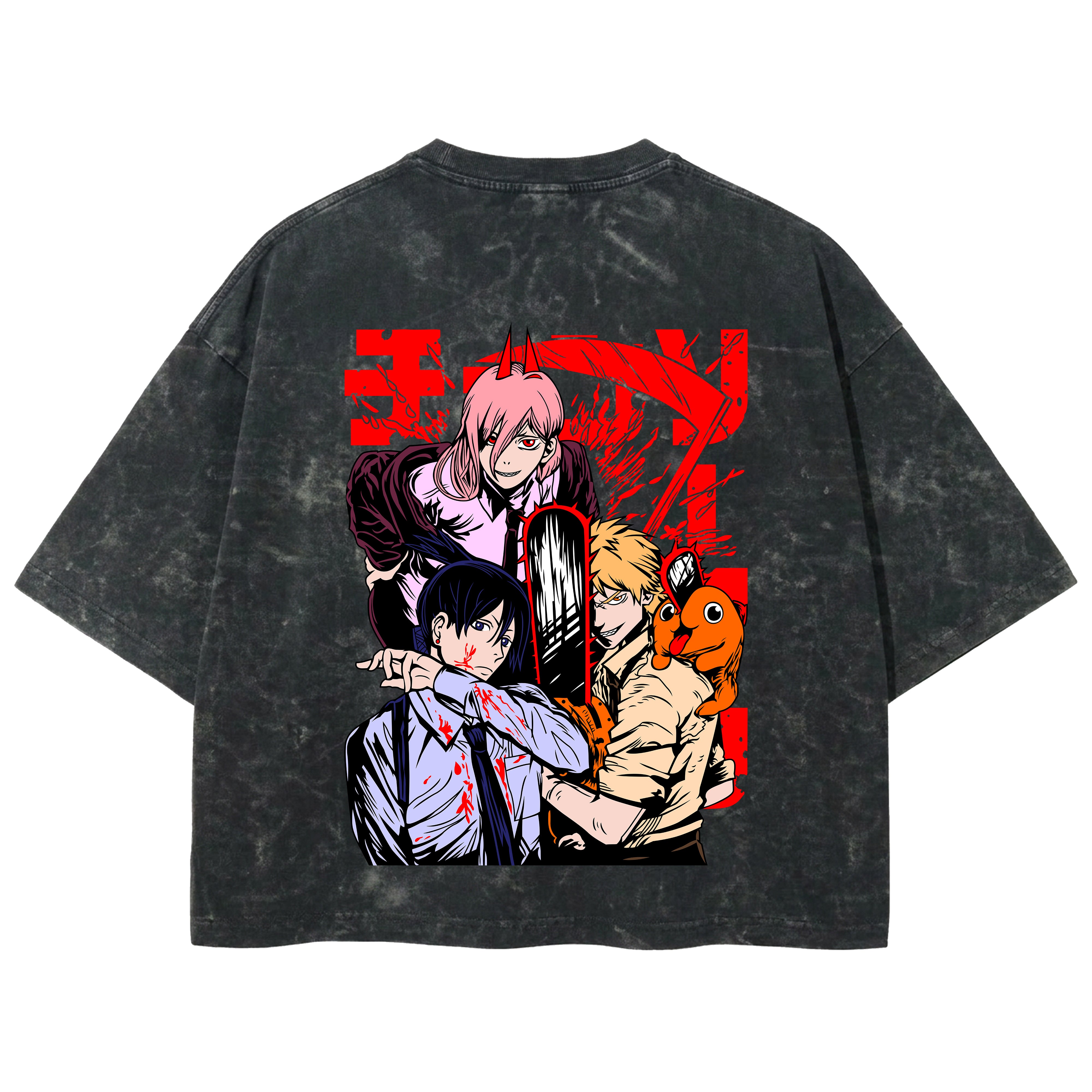 Playera streetwear premium de anime y gaming ExtraLife MX, corte boxy deluxe mineral wash heavyweight en color Acid Wash, moda urbana mexicana de culto.