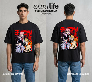 El Contrato Infernal | El Contrato con la Muerte #00016 - Playera Oversized Premium | Deep Black - Foto en modelo