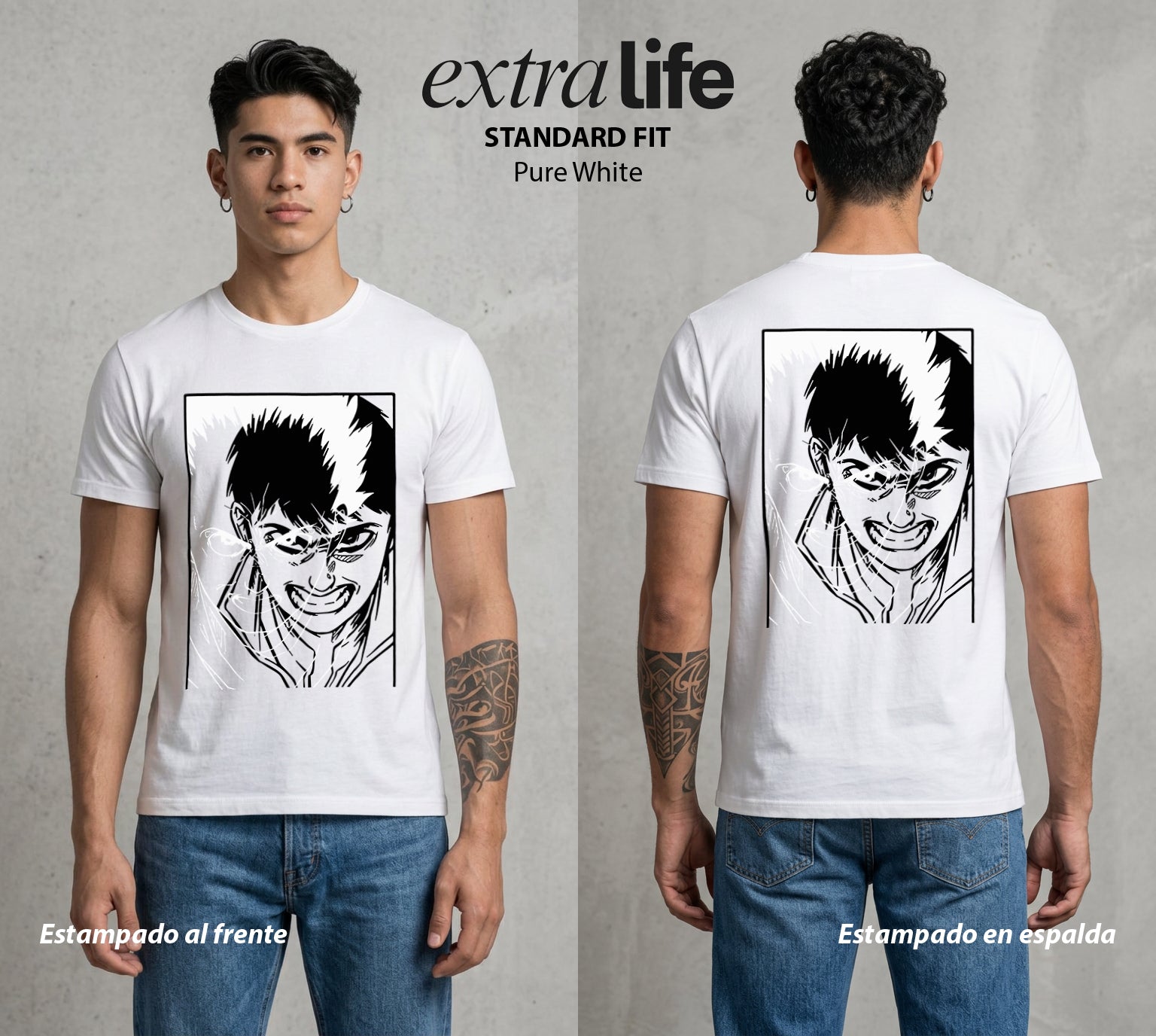 Neo Tokyo | Neo Tokyo en Llamas #00019 - Playera Standard Fit | Pure White - Foto en modelo