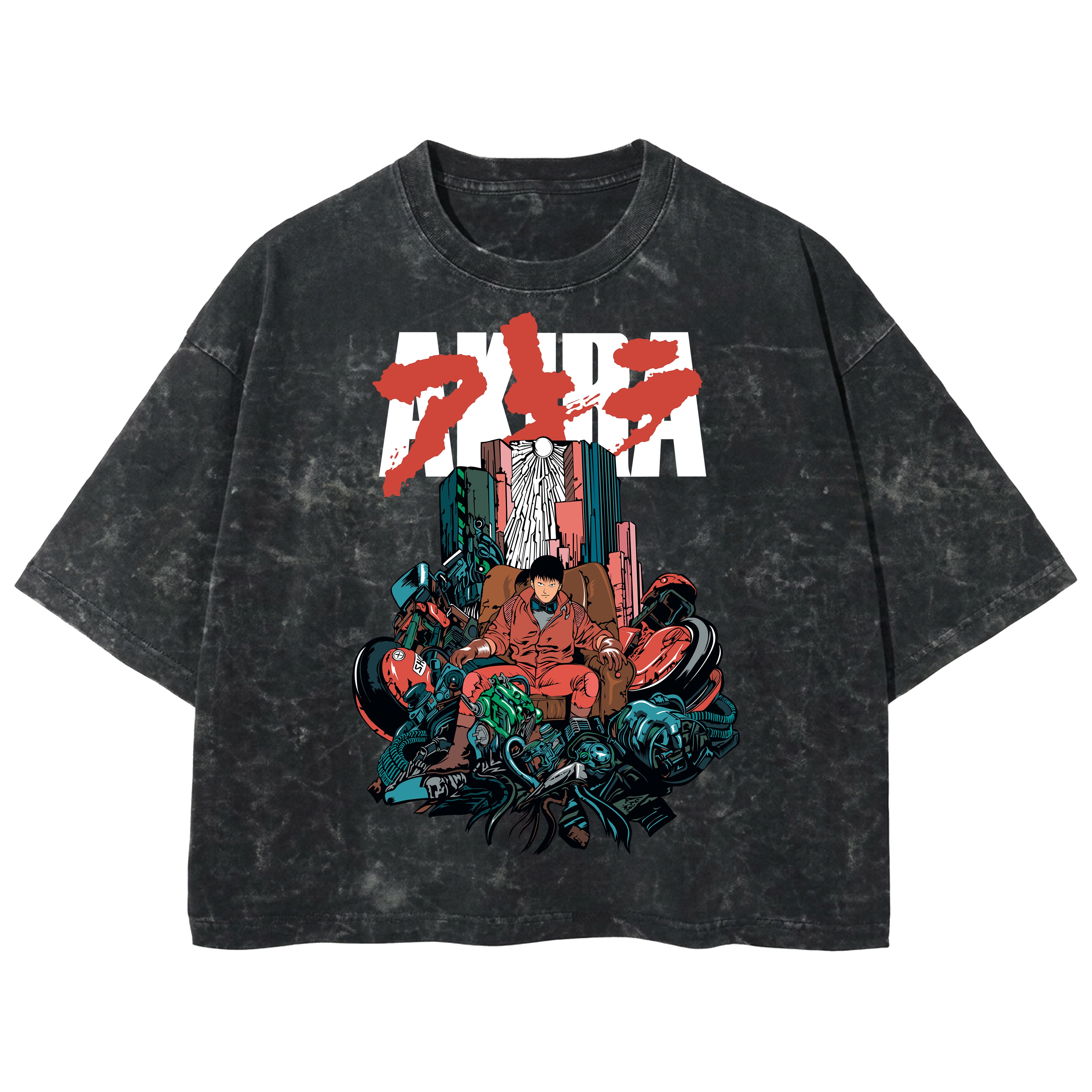 Playera streetwear premium de anime y gaming ExtraLife MX, corte boxy deluxe mineral wash heavyweight en color Acid Wash, moda urbana mexicana de culto.