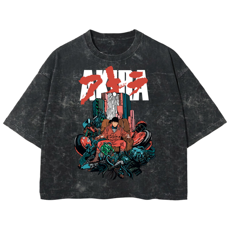 Playera streetwear premium de anime y gaming ExtraLife MX, corte boxy deluxe mineral wash heavyweight en color Acid Wash, moda urbana mexicana de culto.