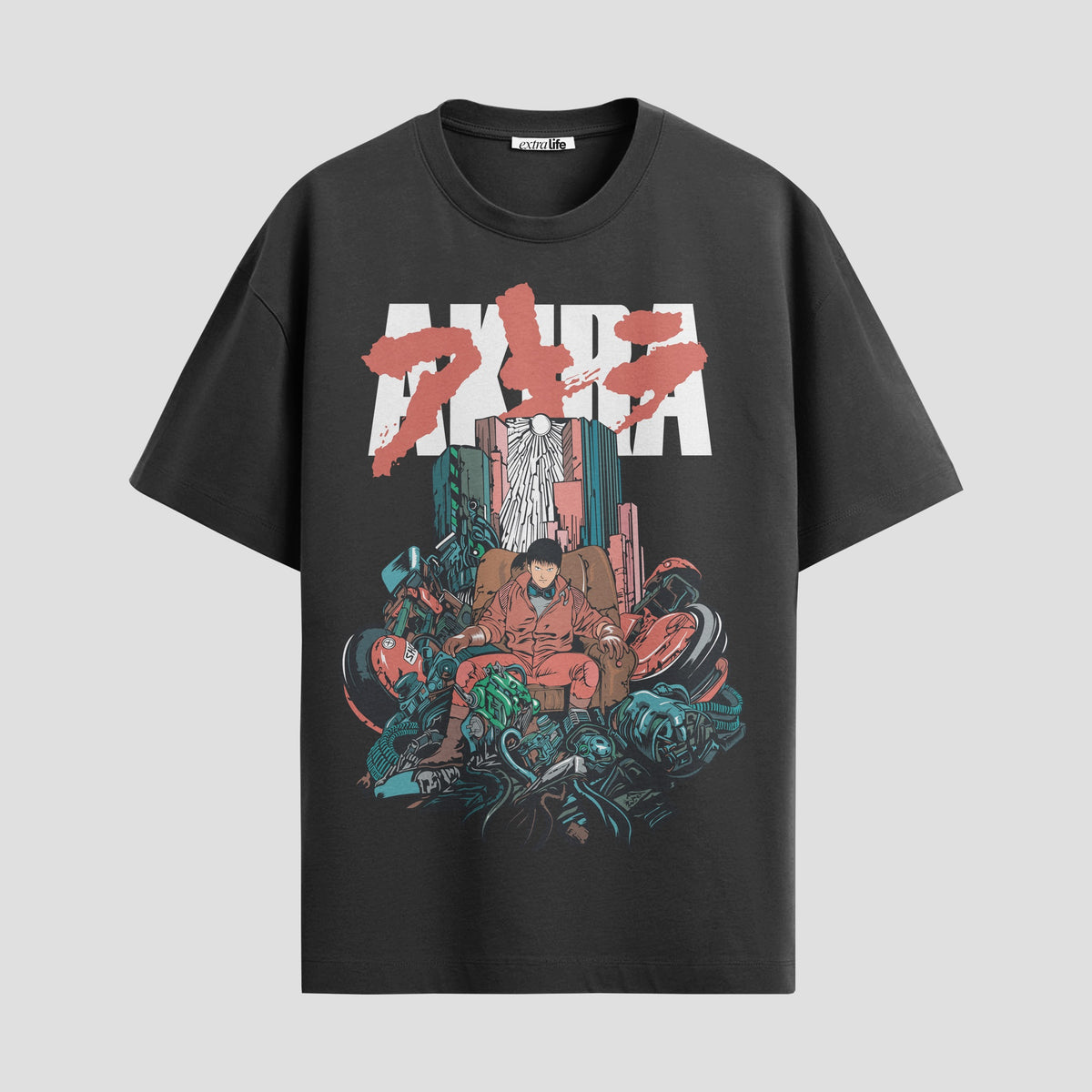 Playera urbana de anime y gaming ExtraLife MX, corte Classic Premium unisex ligero y transpirable en color Deep Black y Pure White, ropa de uso diario para gym y casual.