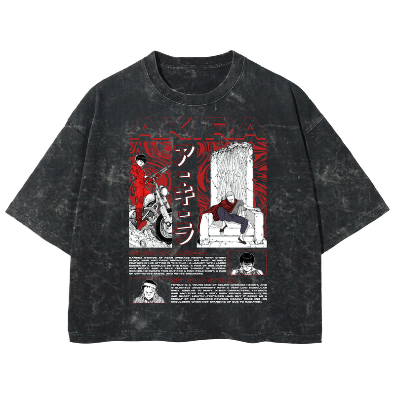 Playera streetwear premium de anime y gaming ExtraLife MX, corte boxy deluxe mineral wash heavyweight en color Acid Wash, moda urbana mexicana de culto.