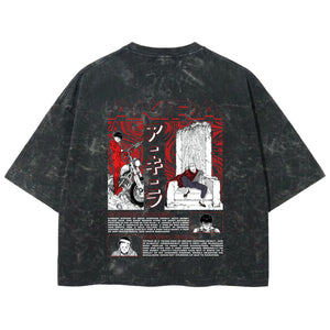 Playera streetwear premium de anime y gaming ExtraLife MX, corte boxy deluxe mineral wash heavyweight en color Acid Wash, moda urbana mexicana de culto.