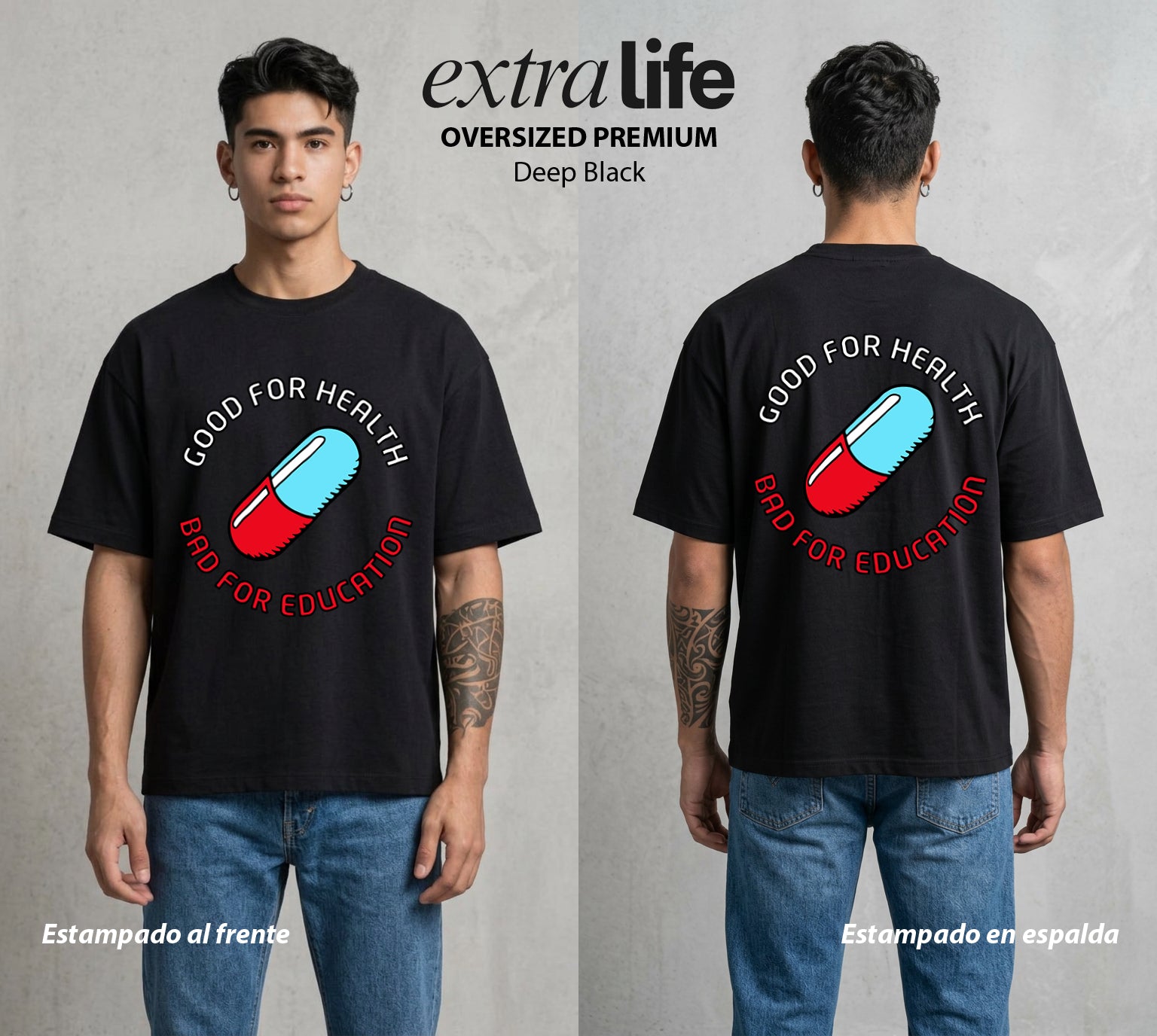 Neo Tokyo | La Capsula del Caos #00025 - Playera Oversized Premium | Deep Black - Foto en modelo