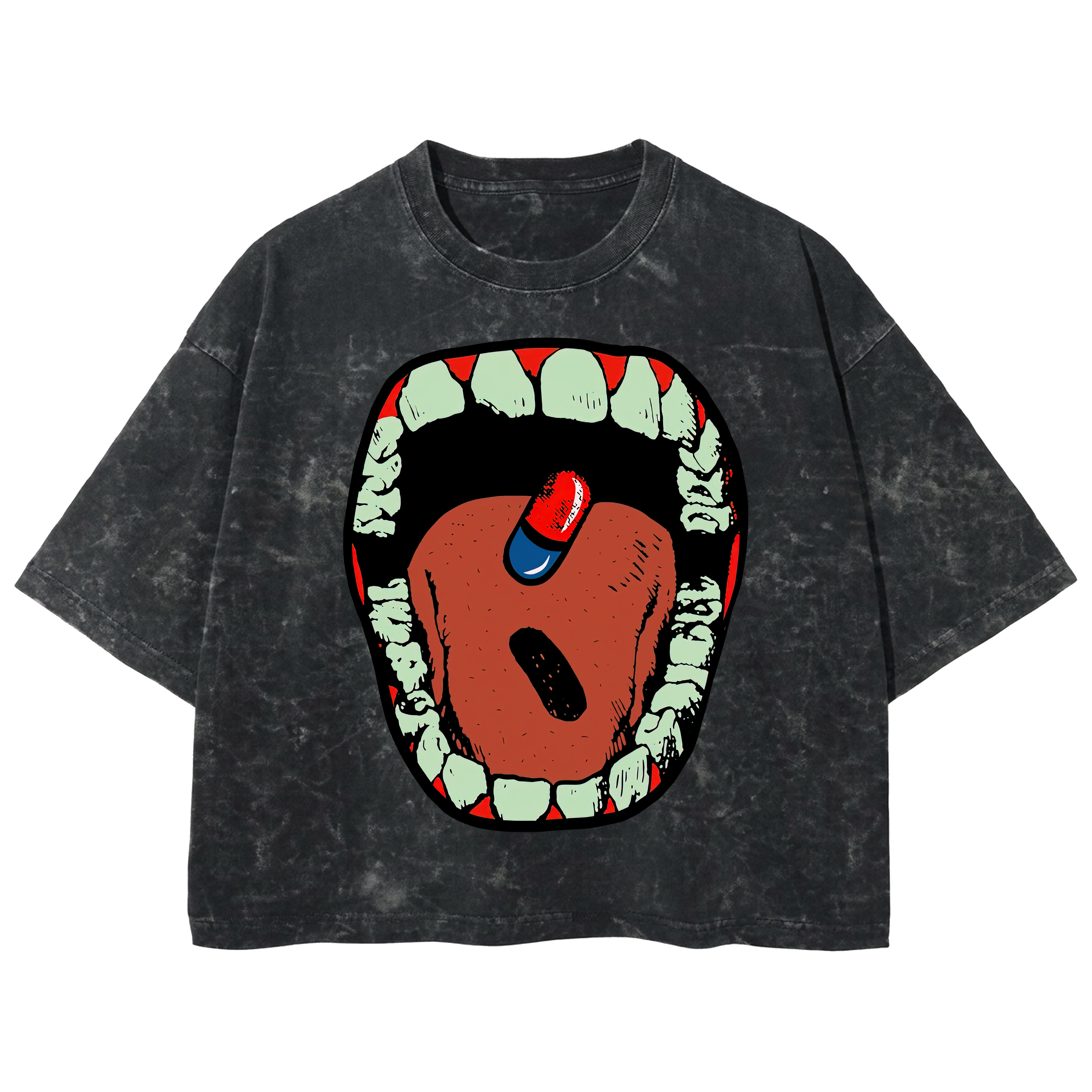 Playera streetwear premium de anime y gaming ExtraLife MX, corte boxy deluxe mineral wash heavyweight en color Acid Wash, moda urbana mexicana de culto.