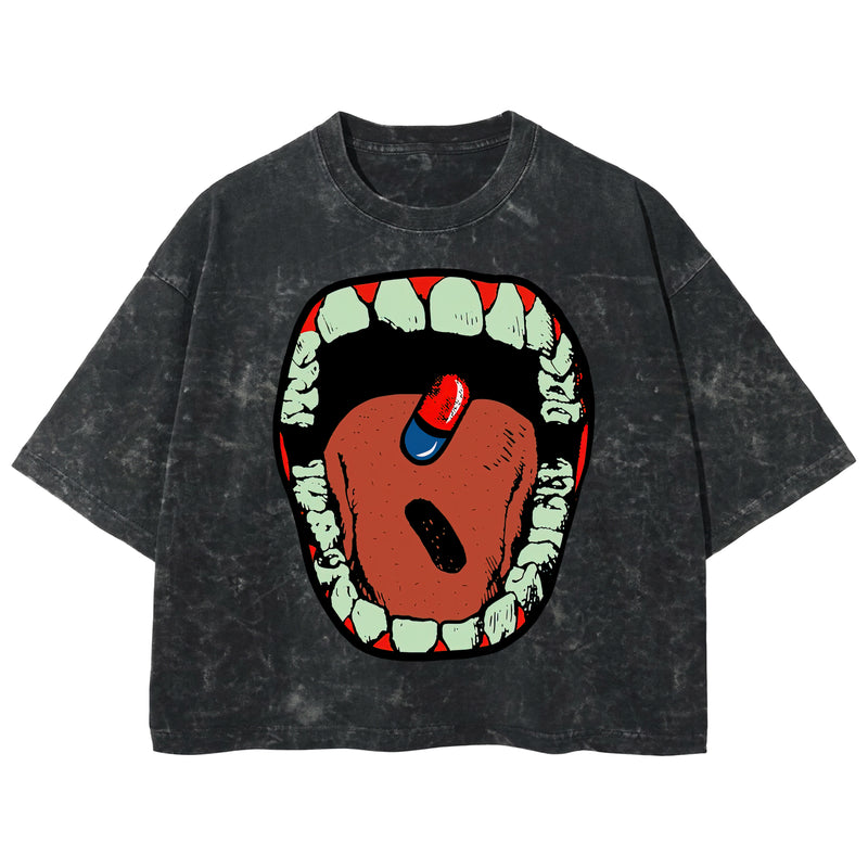 Playera streetwear premium de anime y gaming ExtraLife MX, corte boxy deluxe mineral wash heavyweight en color Acid Wash, moda urbana mexicana de culto.