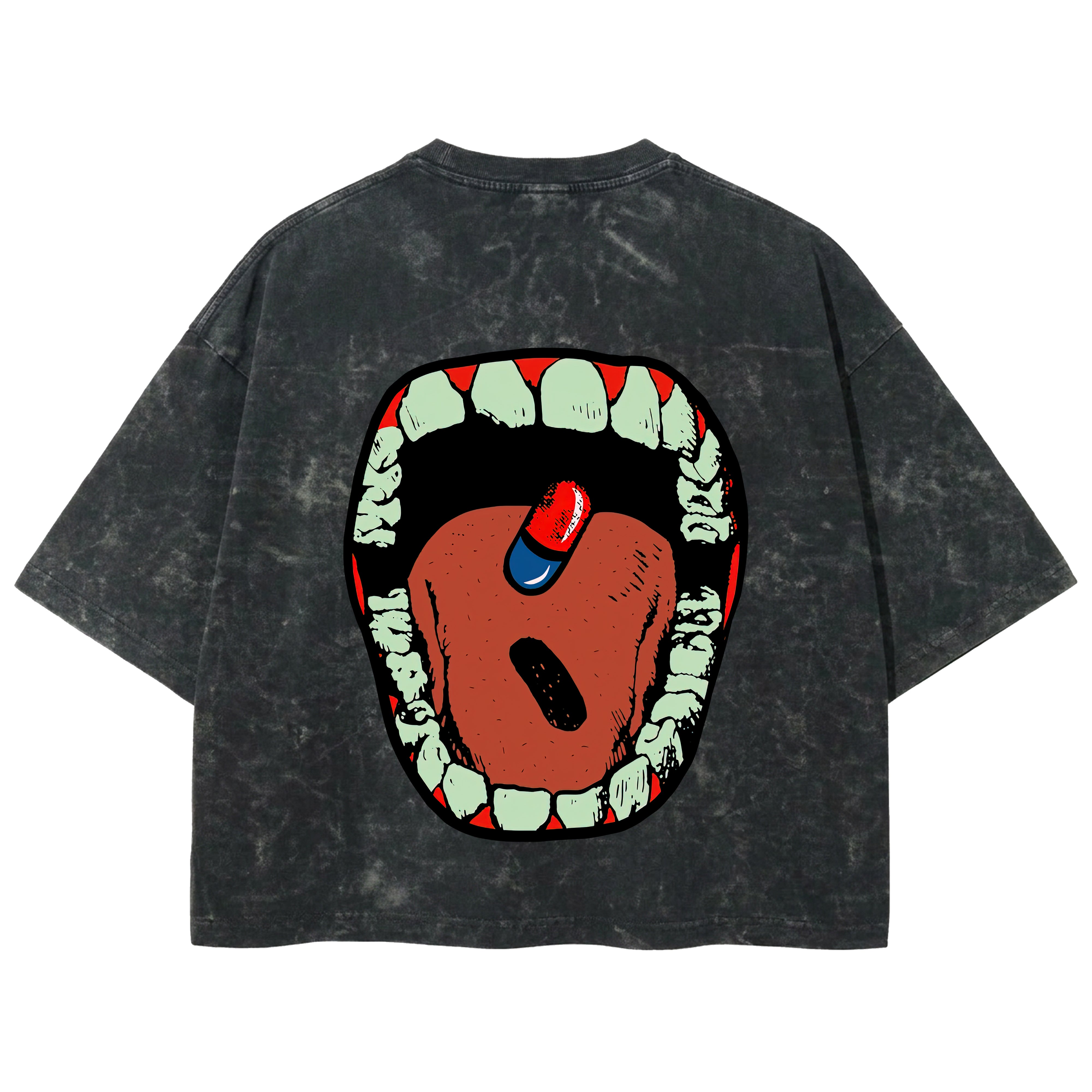 Playera streetwear premium de anime y gaming ExtraLife MX, corte boxy deluxe mineral wash heavyweight en color Acid Wash, moda urbana mexicana de culto.