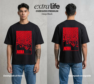 Neo Tokyo | Las Pastillas del Caos #00027 - Playera Oversized Premium | Deep Black - Foto en modelo