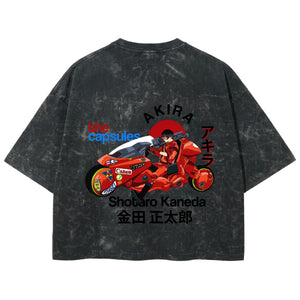 Playera streetwear premium de anime y gaming ExtraLife MX, corte boxy deluxe mineral wash heavyweight en color Acid Wash, moda urbana mexicana de culto.