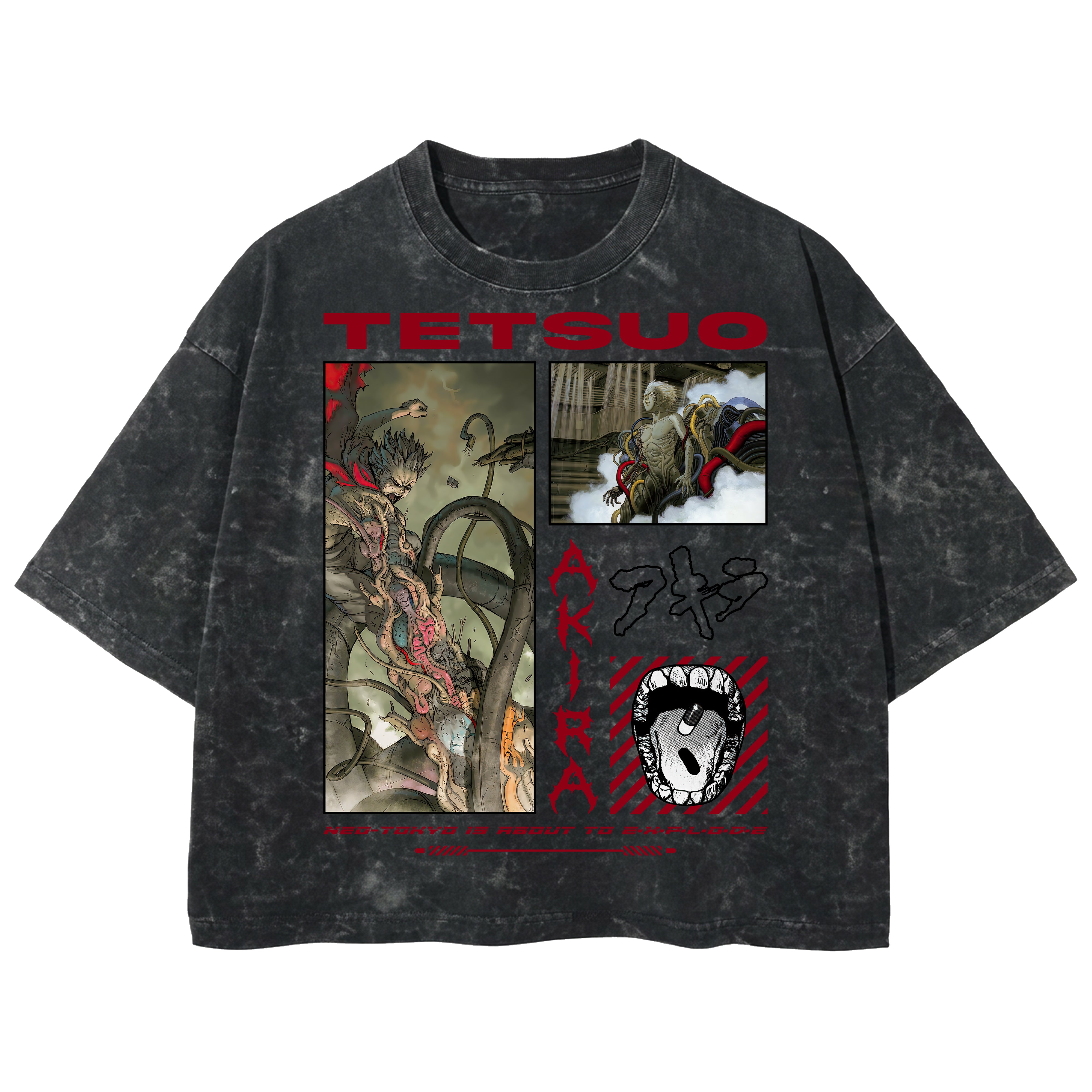 Playera streetwear premium de anime y gaming ExtraLife MX, corte boxy deluxe mineral wash heavyweight en color Acid Wash, moda urbana mexicana de culto.