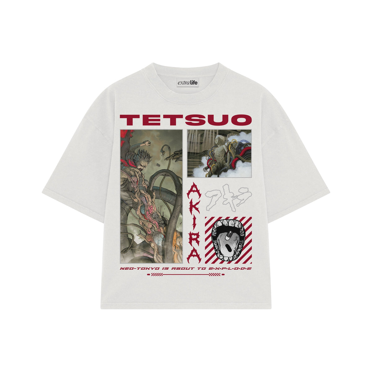 Playera streetwear premium de anime y gaming ExtraLife MX, corte oversized drop shoulder ligero y fresco en color Deep Black y Off-White, moda urbana mexicana de culto.