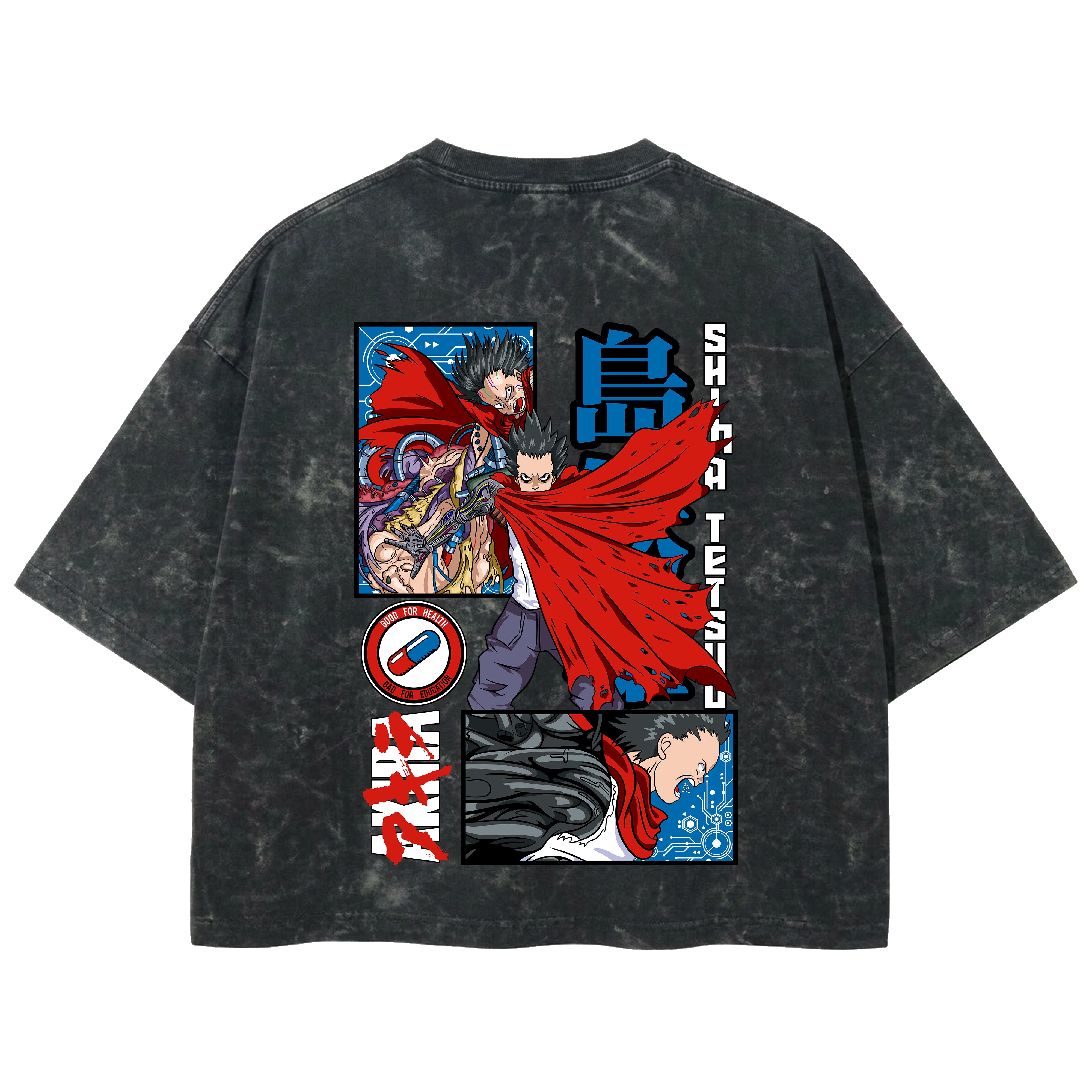 Playera streetwear premium de anime y gaming ExtraLife MX, corte boxy deluxe mineral wash heavyweight en color Acid Wash, moda urbana mexicana de culto.