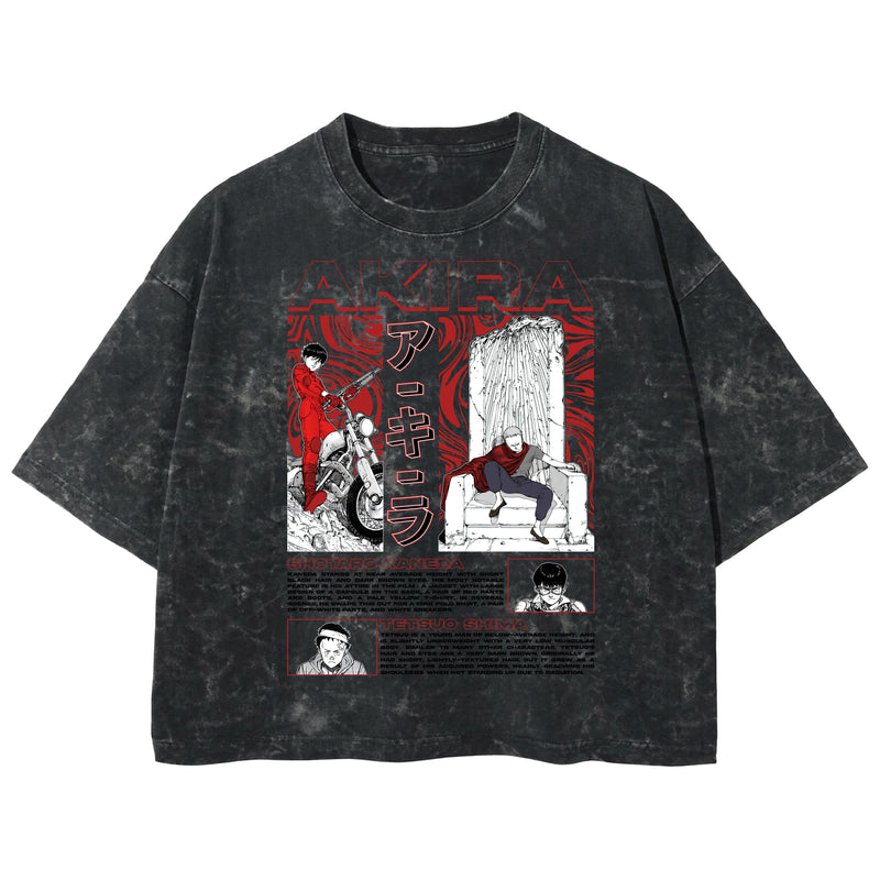 Playera streetwear premium de anime y gaming ExtraLife MX, corte boxy deluxe mineral wash heavyweight en color Acid Wash, moda urbana mexicana de culto.