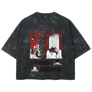 Playera streetwear premium de anime y gaming ExtraLife MX, corte boxy deluxe mineral wash heavyweight en color Acid Wash, moda urbana mexicana de culto.