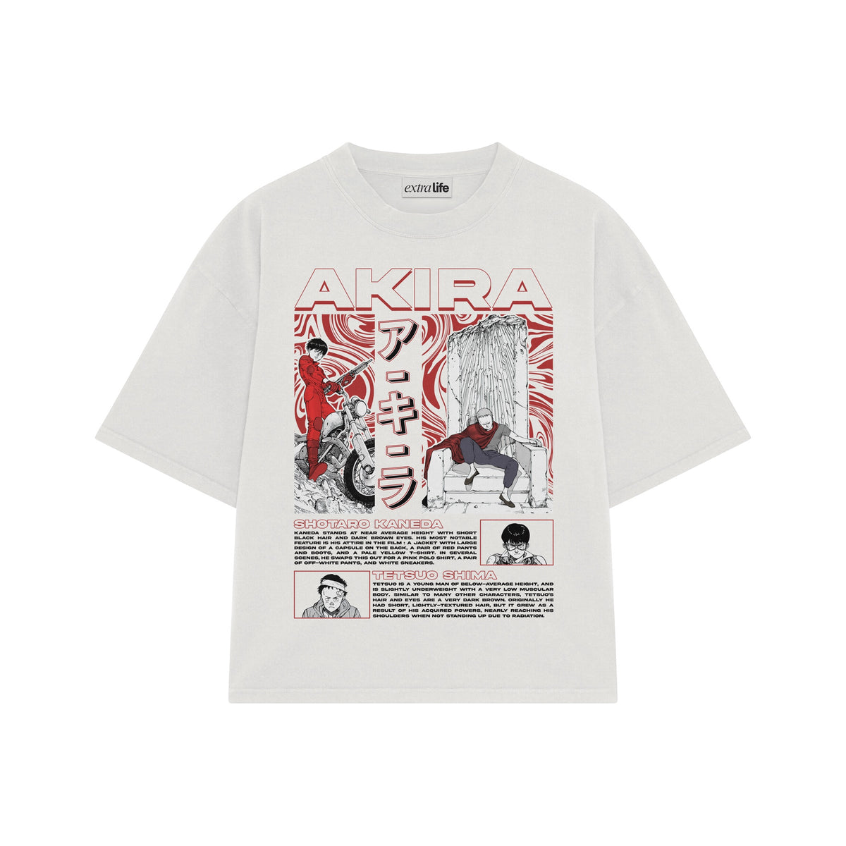 Playera streetwear premium de anime y gaming ExtraLife MX, corte oversized drop shoulder ligero y fresco en color Deep Black y Off-White, moda urbana mexicana de culto.