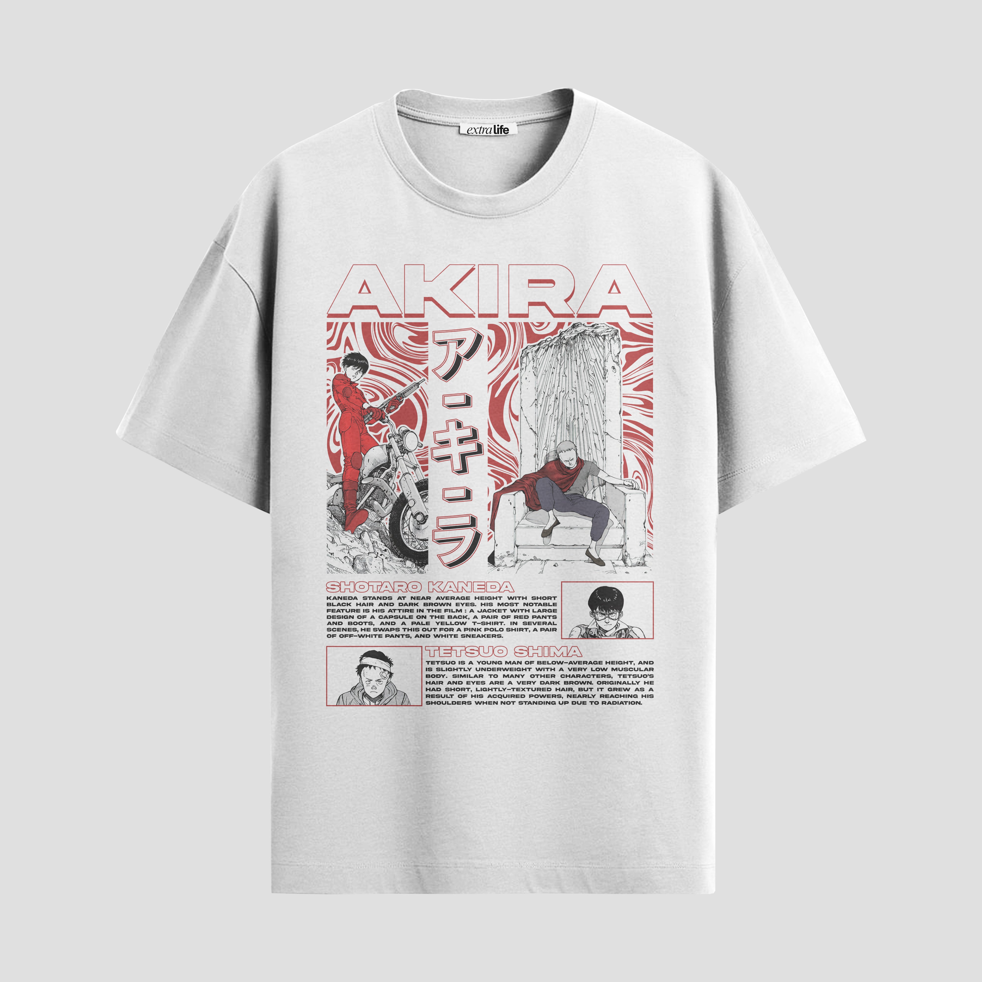 Playera urbana de anime y gaming ExtraLife MX, corte Standard Fit unisex ligero y transpirable en color Deep Black y Pure White, ropa de uso diario para gym y casual.