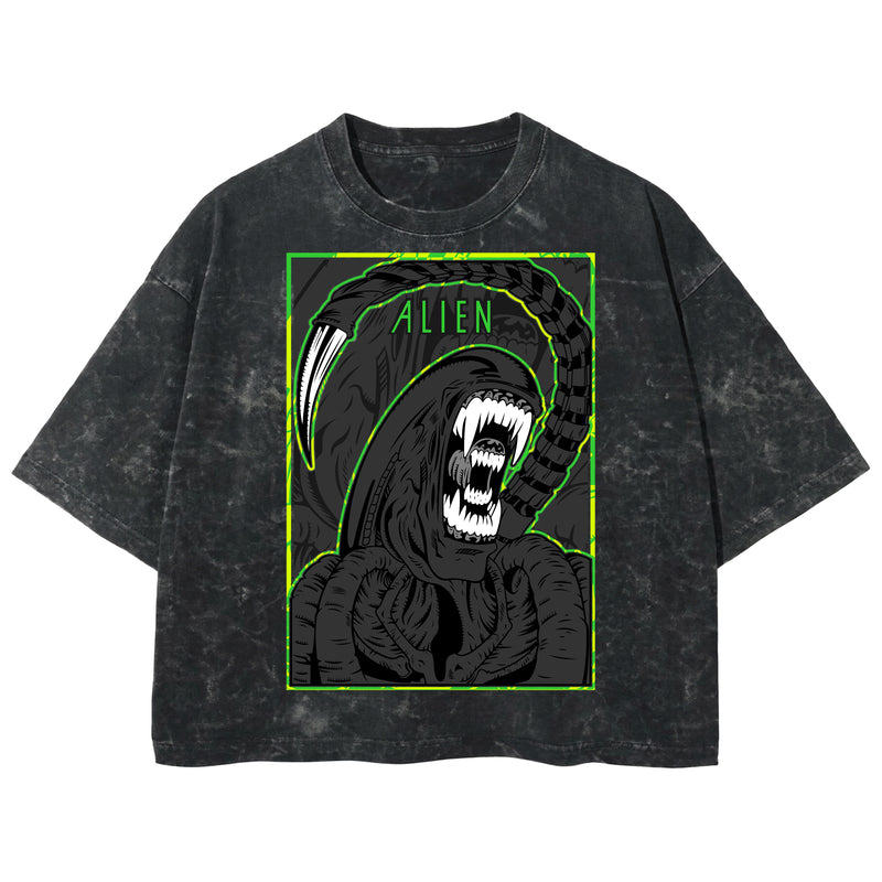 Playera streetwear premium de anime y gaming ExtraLife MX, corte boxy deluxe mineral wash heavyweight en color Acid Wash, moda urbana mexicana de culto.