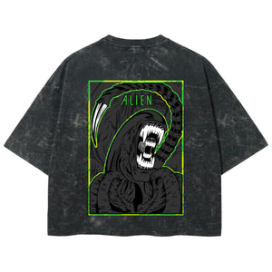 Playera streetwear premium de anime y gaming ExtraLife MX, corte boxy deluxe mineral wash heavyweight en color Acid Wash, moda urbana mexicana de culto.