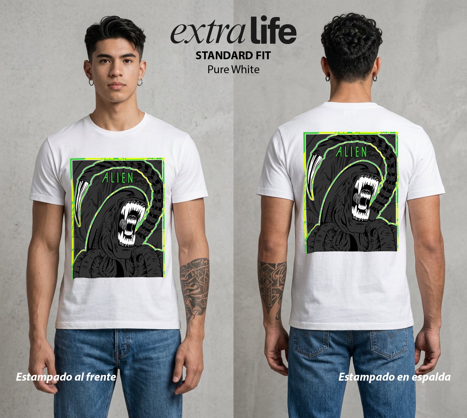 Varios Mundos | El Visitante del Cosmos #00037 - Playera Standard Fit | Pure White - Foto en modelo