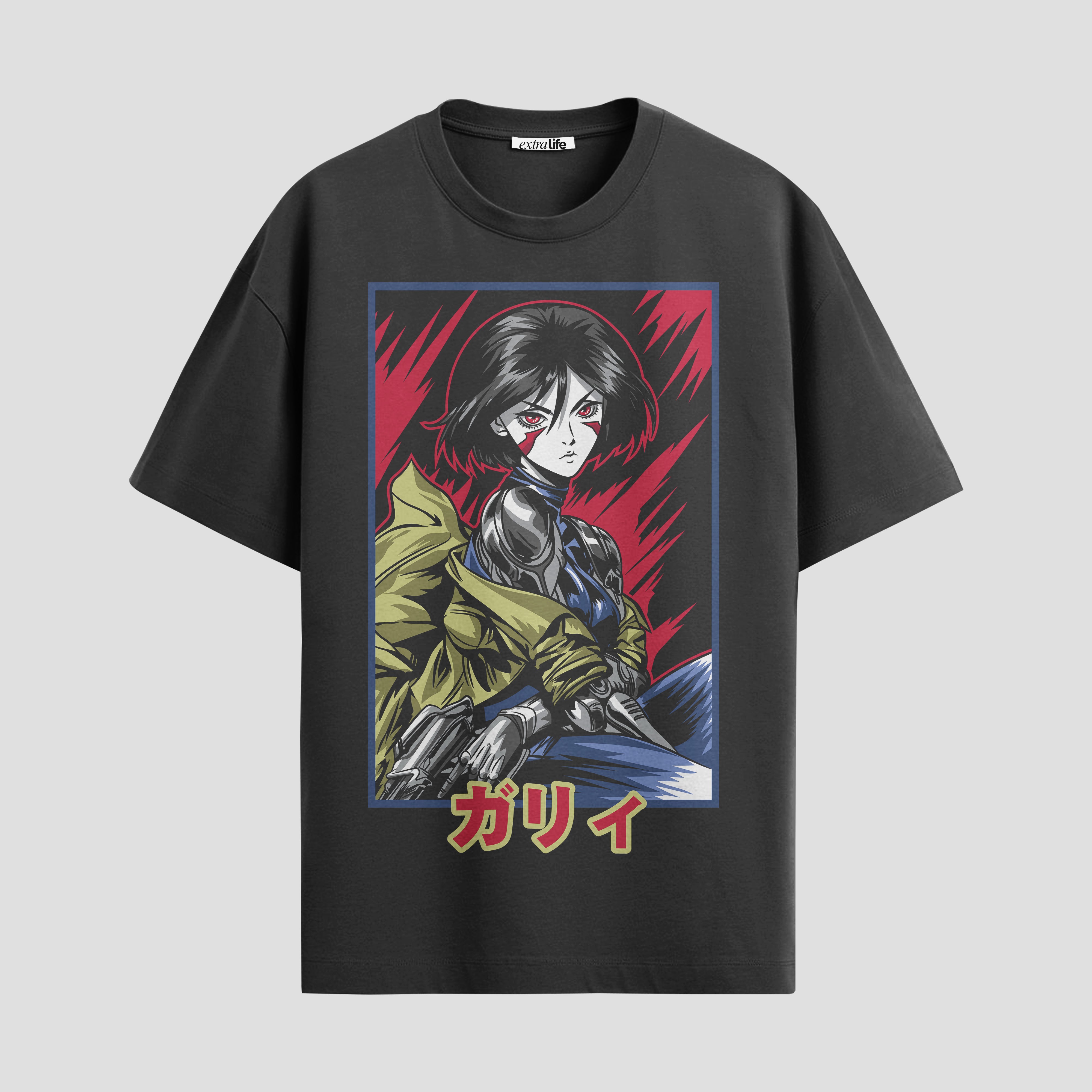 Playera urbana de anime y gaming ExtraLife MX, corte Standard Fit unisex ligero y transpirable en color Deep Black y Pure White, ropa de uso diario para gym y casual.