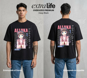 La Prueba del Cazador | El Deseo del Clan #00040 - Playera Oversized Premium | Deep Black - Foto en modelo