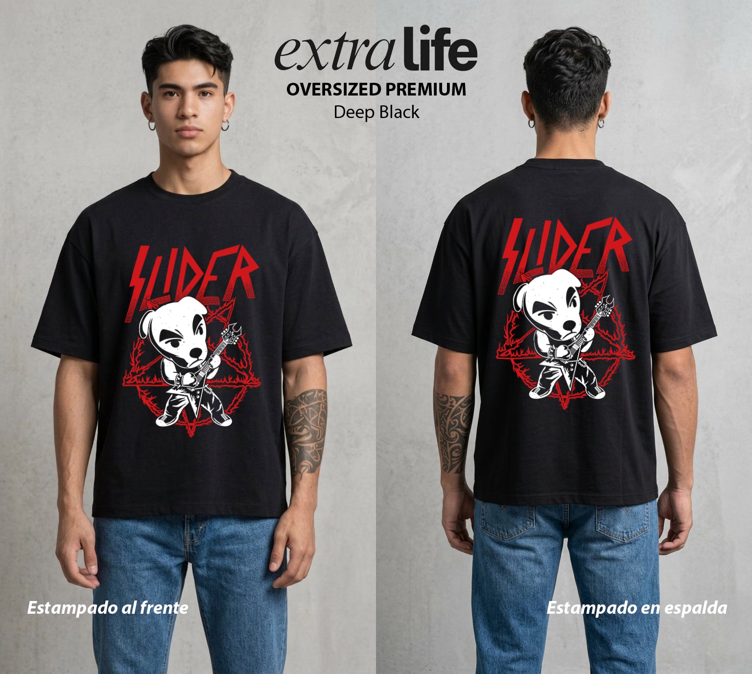 La Isla del Descanso | Concierto bajo las Estrellas #00043 - Playera Oversized Premium | Deep Black - Foto en modelo