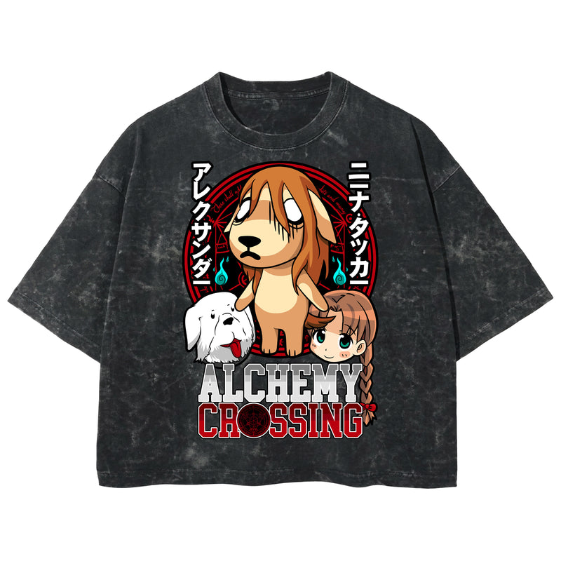Playera streetwear premium de anime y gaming ExtraLife MX, corte boxy deluxe mineral wash heavyweight en color Acid Wash, moda urbana mexicana de culto.