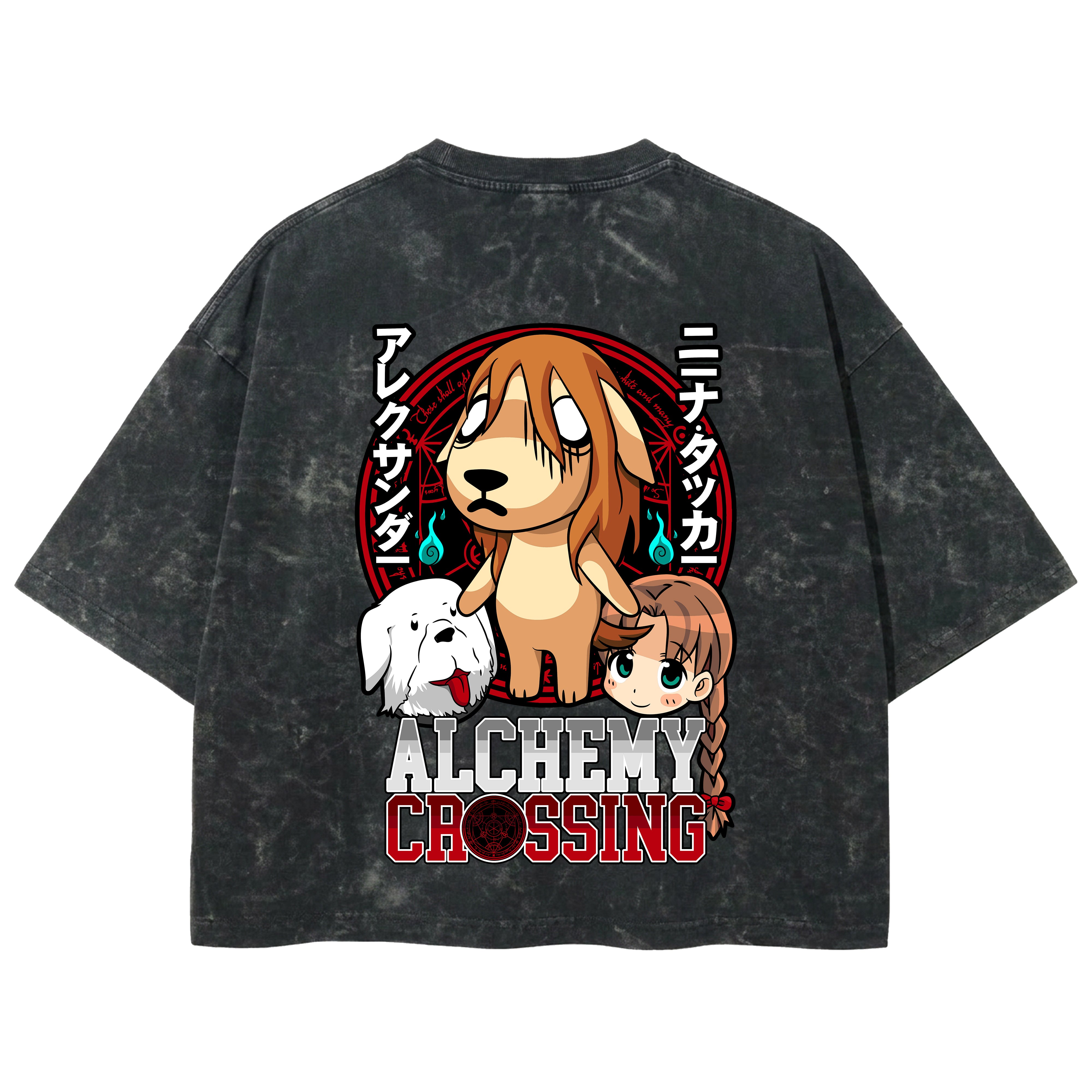 Playera streetwear premium de anime y gaming ExtraLife MX, corte boxy deluxe mineral wash heavyweight en color Acid Wash, moda urbana mexicana de culto.