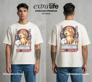 La Isla del Descanso | Transmutacion Isleña #00044 - Playera Oversized Premium | Off White - Foto en modelo