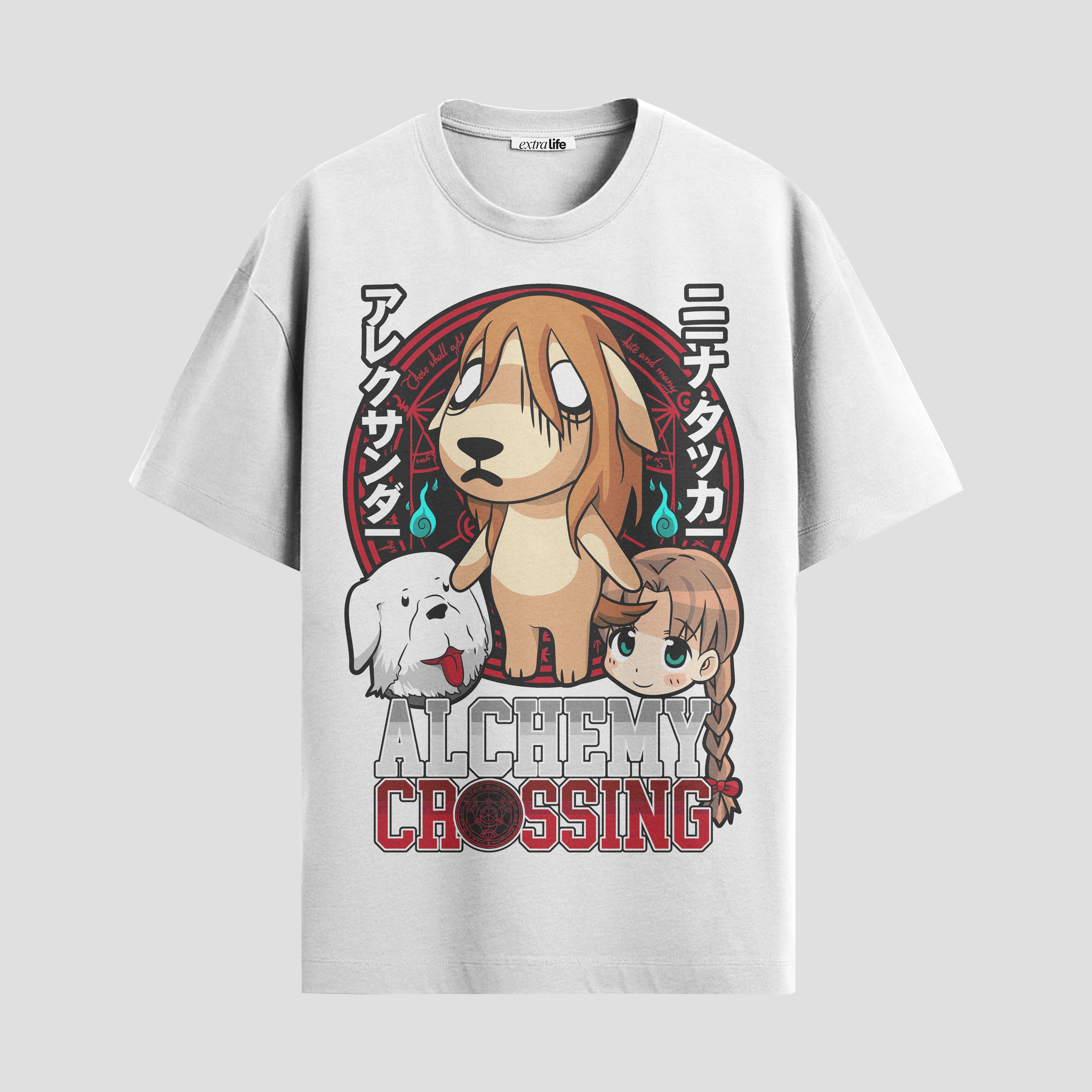 Playera urbana de anime y gaming ExtraLife MX, corte Standard Fit unisex ligero y transpirable en color Deep Black y Pure White, ropa de uso diario para gym y casual.