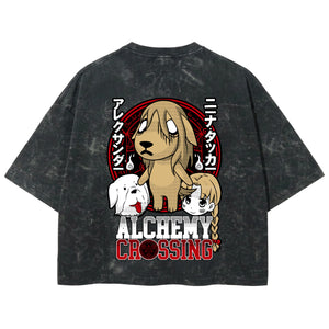 Playera streetwear premium de anime y gaming ExtraLife MX, corte boxy deluxe mineral wash heavyweight en color Acid Wash, moda urbana mexicana de culto.
