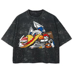 Playera streetwear premium de anime y gaming ExtraLife MX, corte boxy deluxe mineral wash heavyweight en color Acid Wash, moda urbana mexicana de culto.
