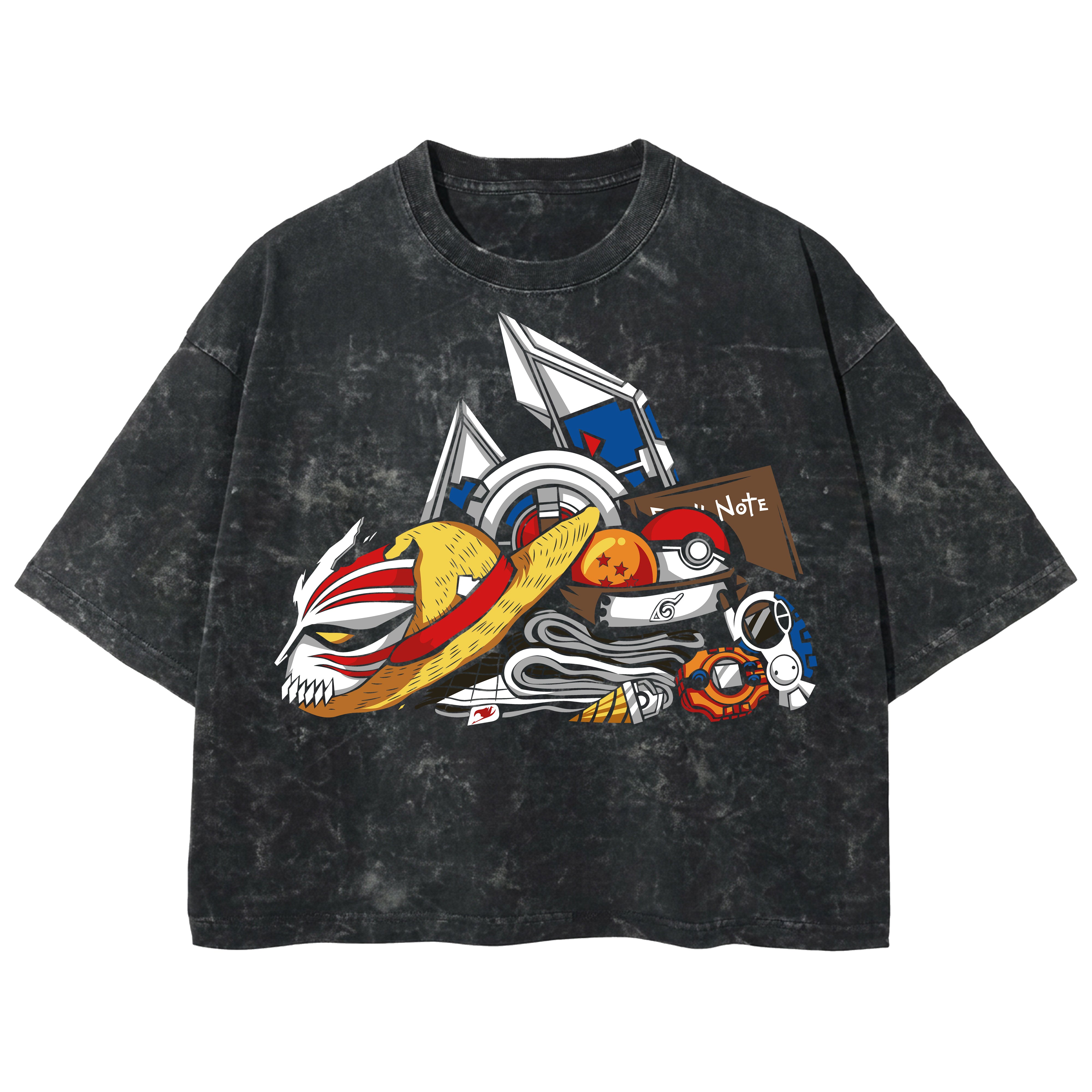 Playera streetwear premium de anime y gaming ExtraLife MX, corte boxy deluxe mineral wash heavyweight en color Acid Wash, moda urbana mexicana de culto.