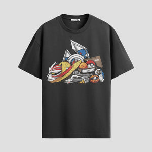 Playera urbana de anime y gaming ExtraLife MX, corte Standard Fit unisex ligero y transpirable en color Deep Black y Pure White, ropa de uso diario para gym y casual.