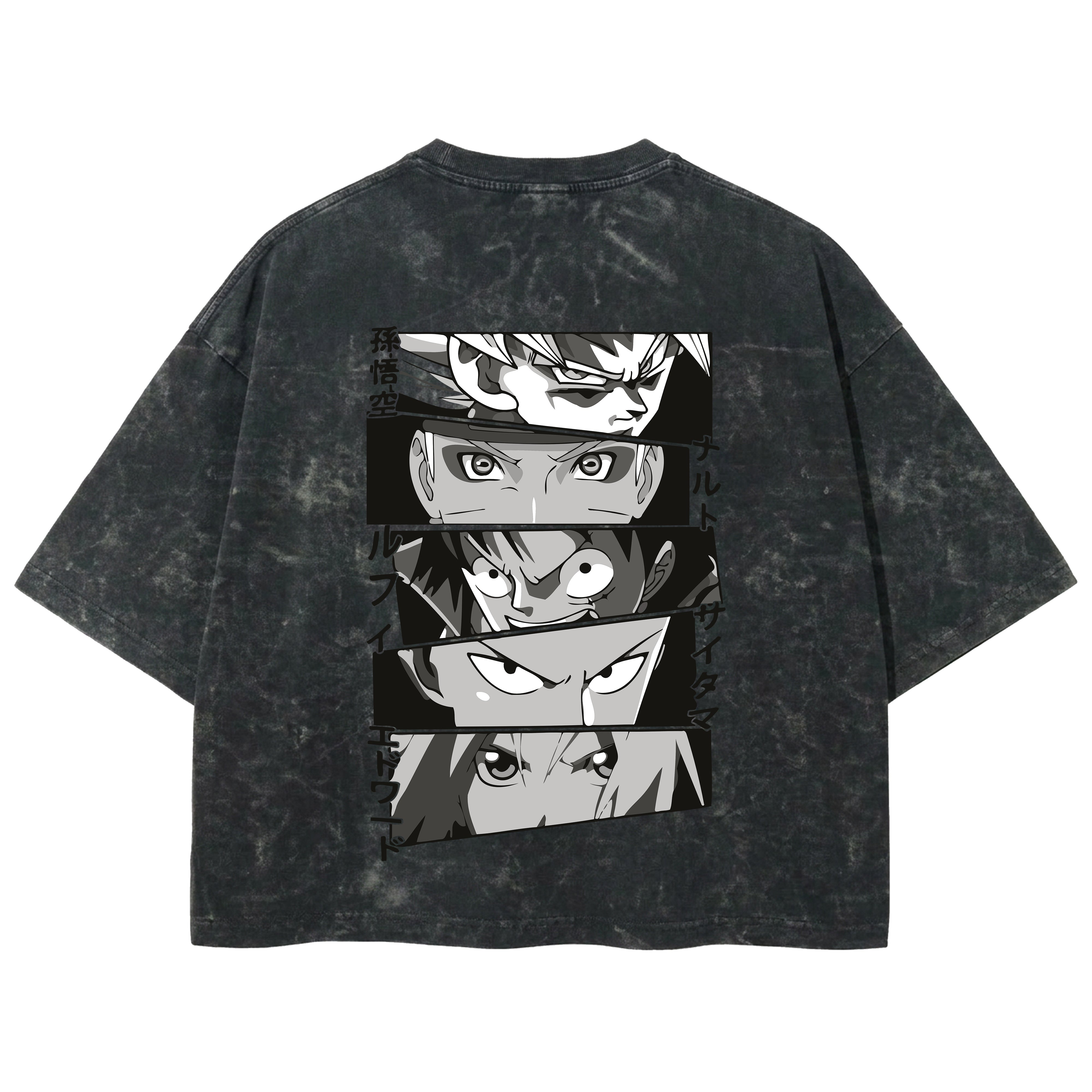 Playera streetwear premium de anime y gaming ExtraLife MX, corte boxy deluxe mineral wash heavyweight en color Acid Wash, moda urbana mexicana de culto.