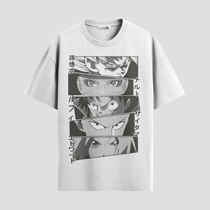 Playera urbana de anime y gaming ExtraLife MX, corte Standard Fit unisex ligero y transpirable en color Deep Black y Pure White, ropa de uso diario para gym y casual.
