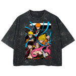 Playera streetwear premium de anime y gaming ExtraLife MX, corte boxy deluxe mineral wash heavyweight en color Acid Wash, moda urbana mexicana de culto.
