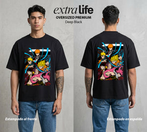 El Mundo del Anime | Las Leyendas Animadas #00049 - Playera Oversized Premium | Deep Black - Foto en modelo